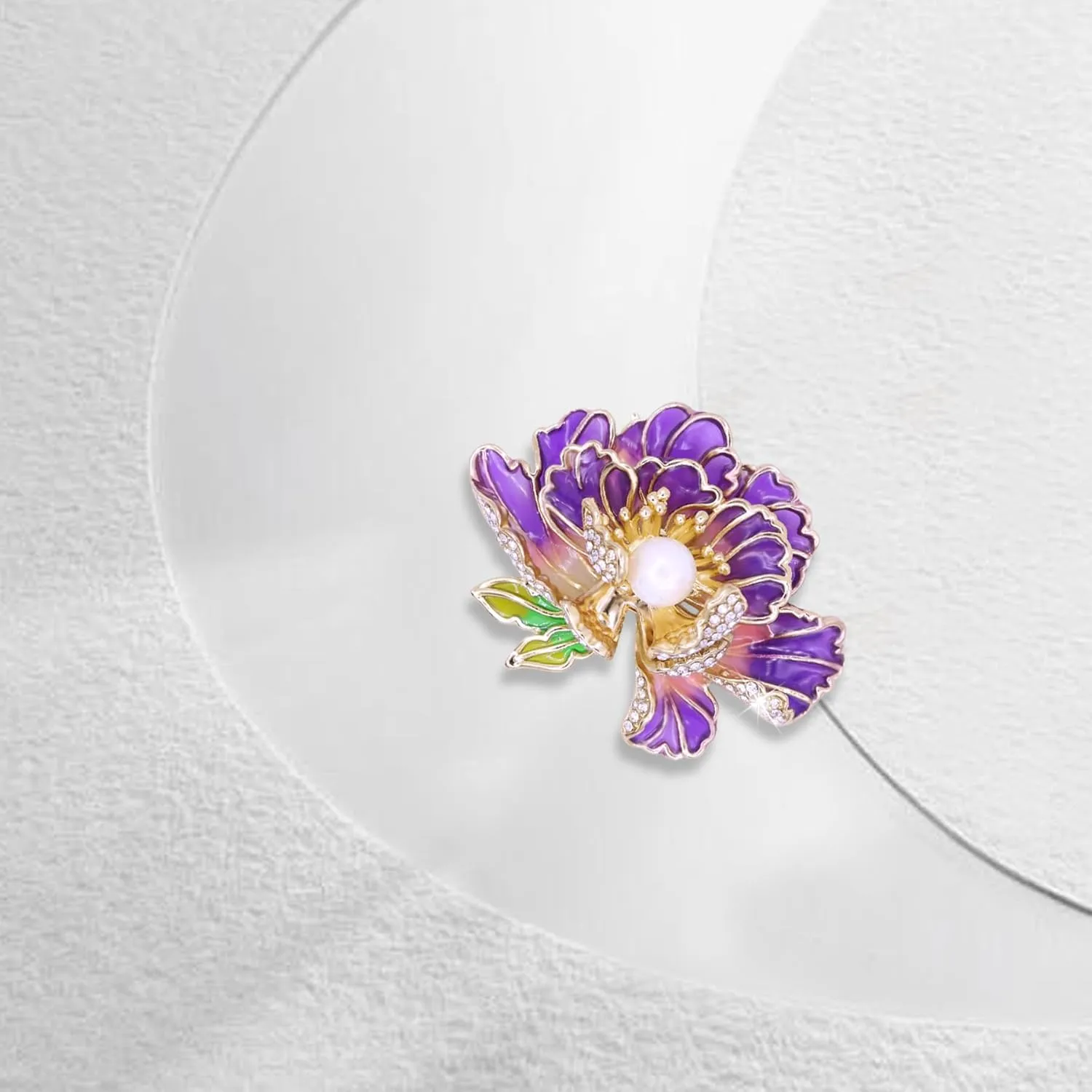 Gold Crystal Flower Leaf Brooches for Womne Elegant Enamel Rhinestone Pearl Floral Brooch Pins Fashion Jewelry Brooch pin Accessories for Women Men Gift