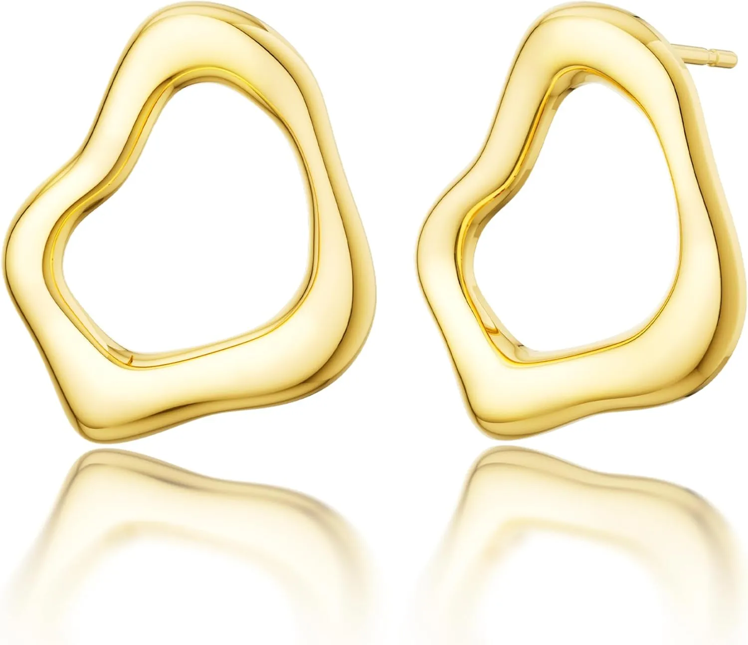 Gold Earrings for Women, Large Open Earrings 14K Gold Plated Smiple Hypoallergenic Trendy Statement Dangle Earrings Gold Dainty Geometric Rectangle Drop Stud Earrings Piercing Jewelry