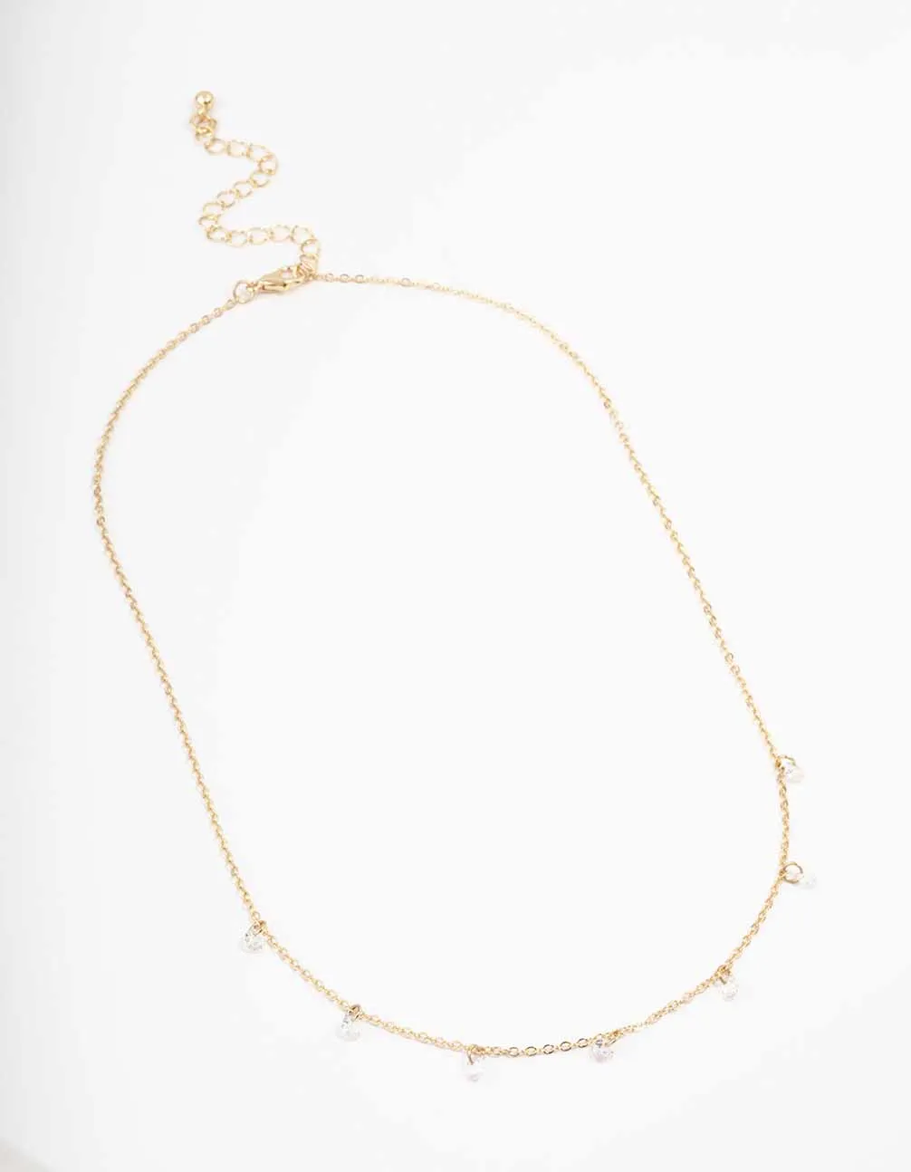 Gold Floating Diamante Droplet Necklace