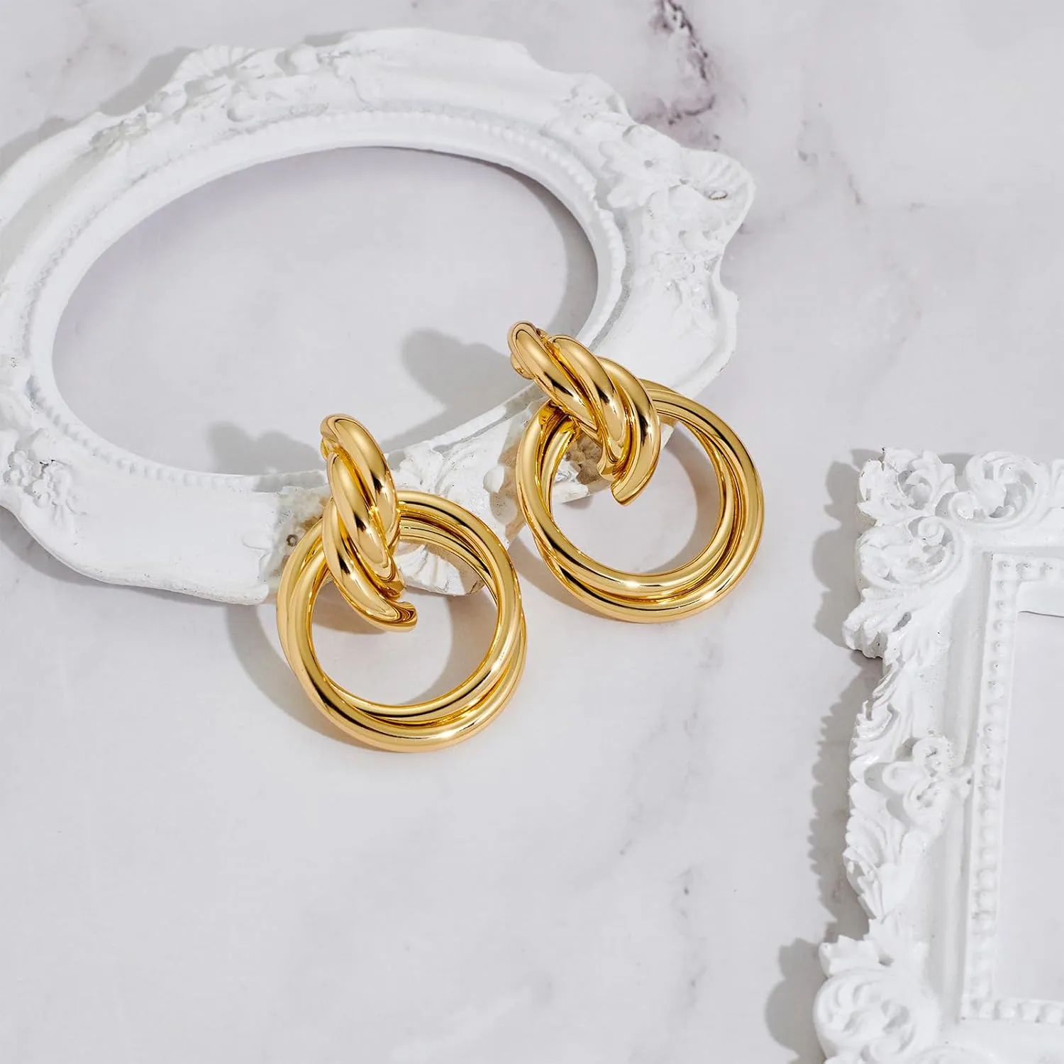 Gold Geometric Drop Dangle Earrings for Women Long Link Dangle Earrings Jewelry