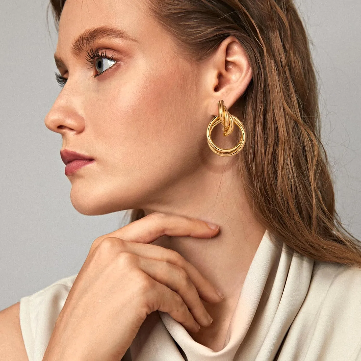 Gold Geometric Drop Dangle Earrings for Women Long Link Dangle Earrings Jewelry