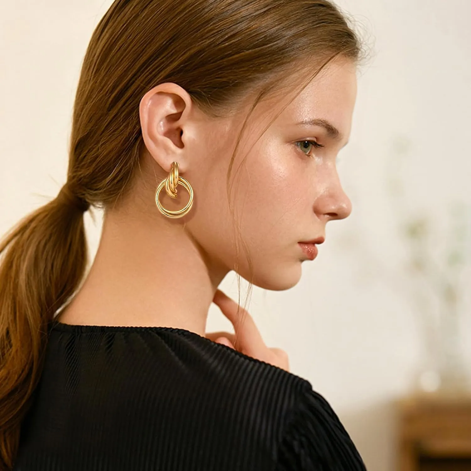 Gold Geometric Drop Dangle Earrings for Women Long Link Dangle Earrings Jewelry