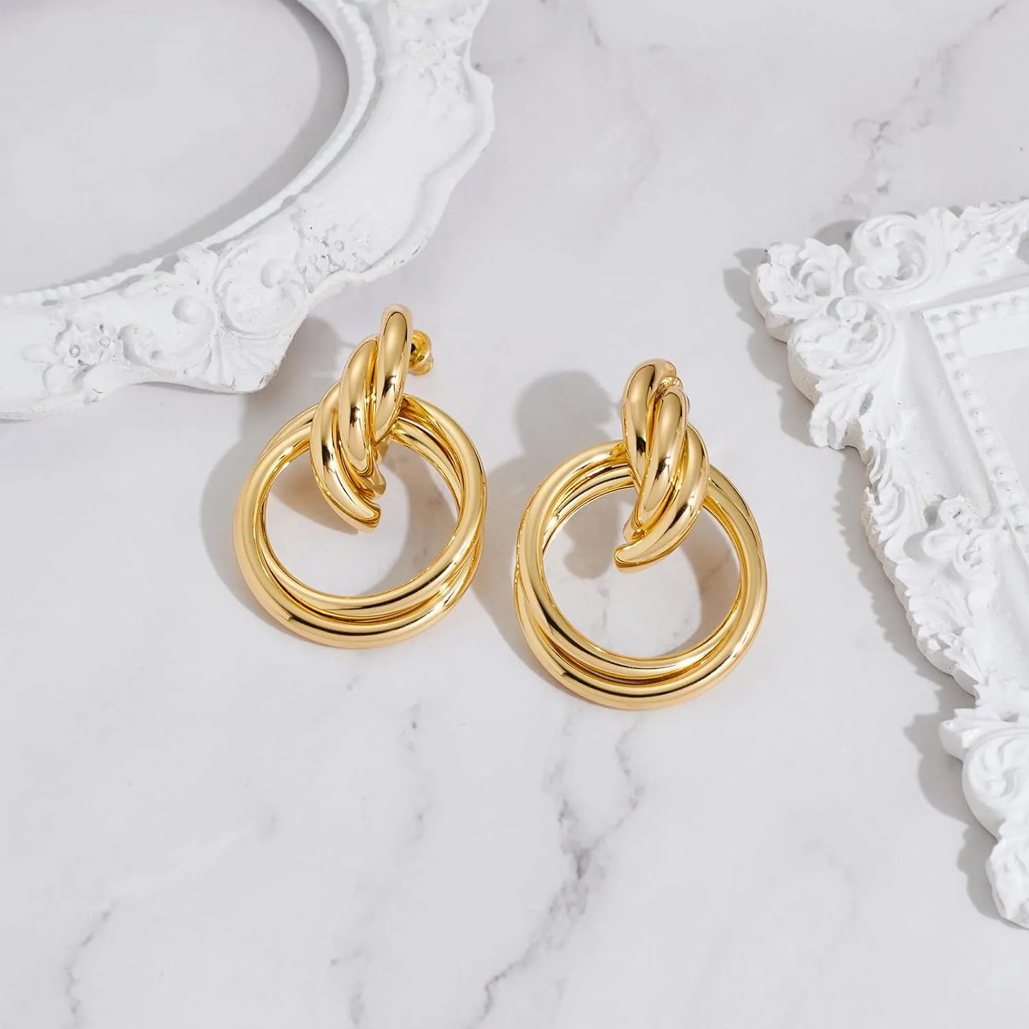 Gold Geometric Drop Dangle Earrings for Women Long Link Dangle Earrings Jewelry