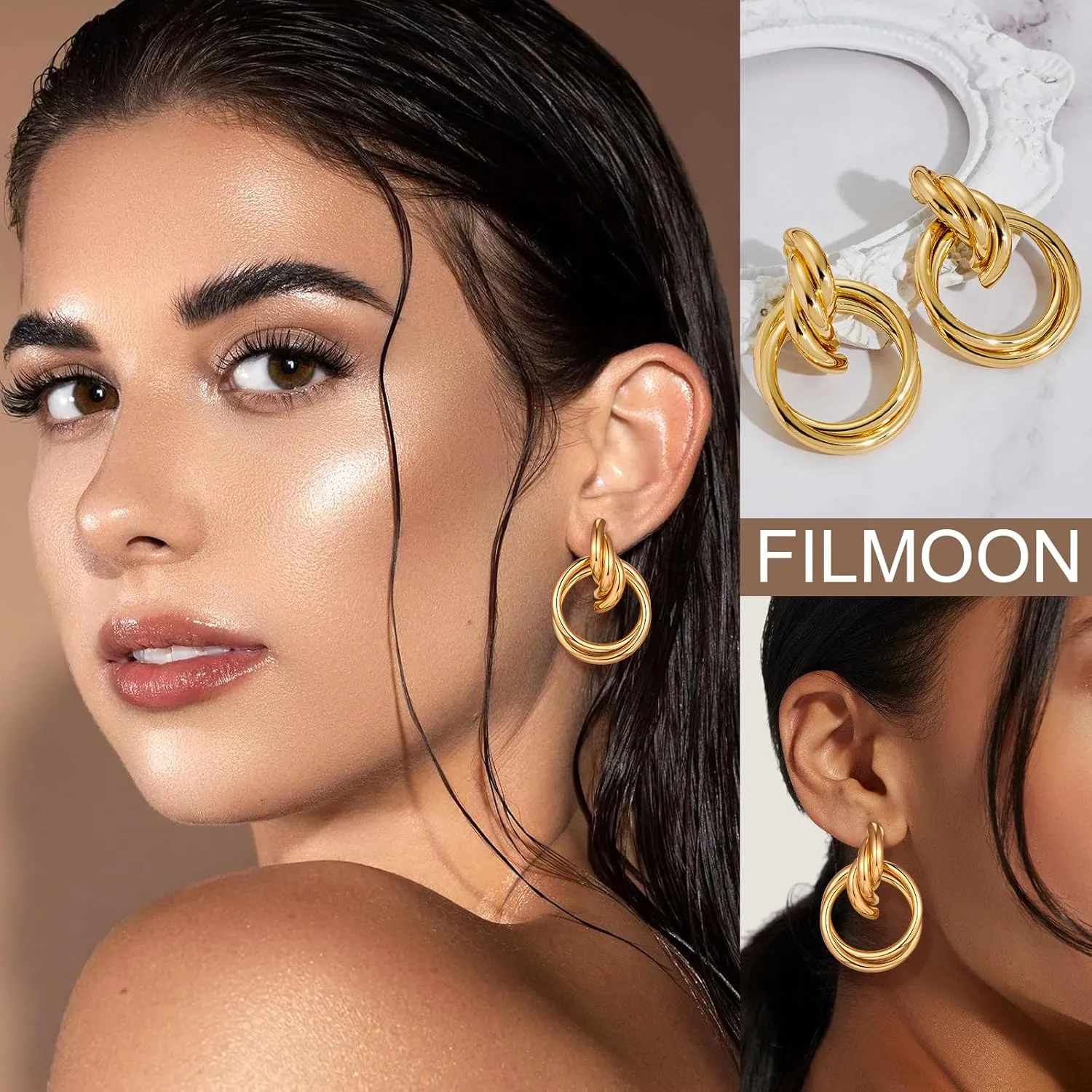 Gold Geometric Drop Dangle Earrings for Women Long Link Dangle Earrings Jewelry