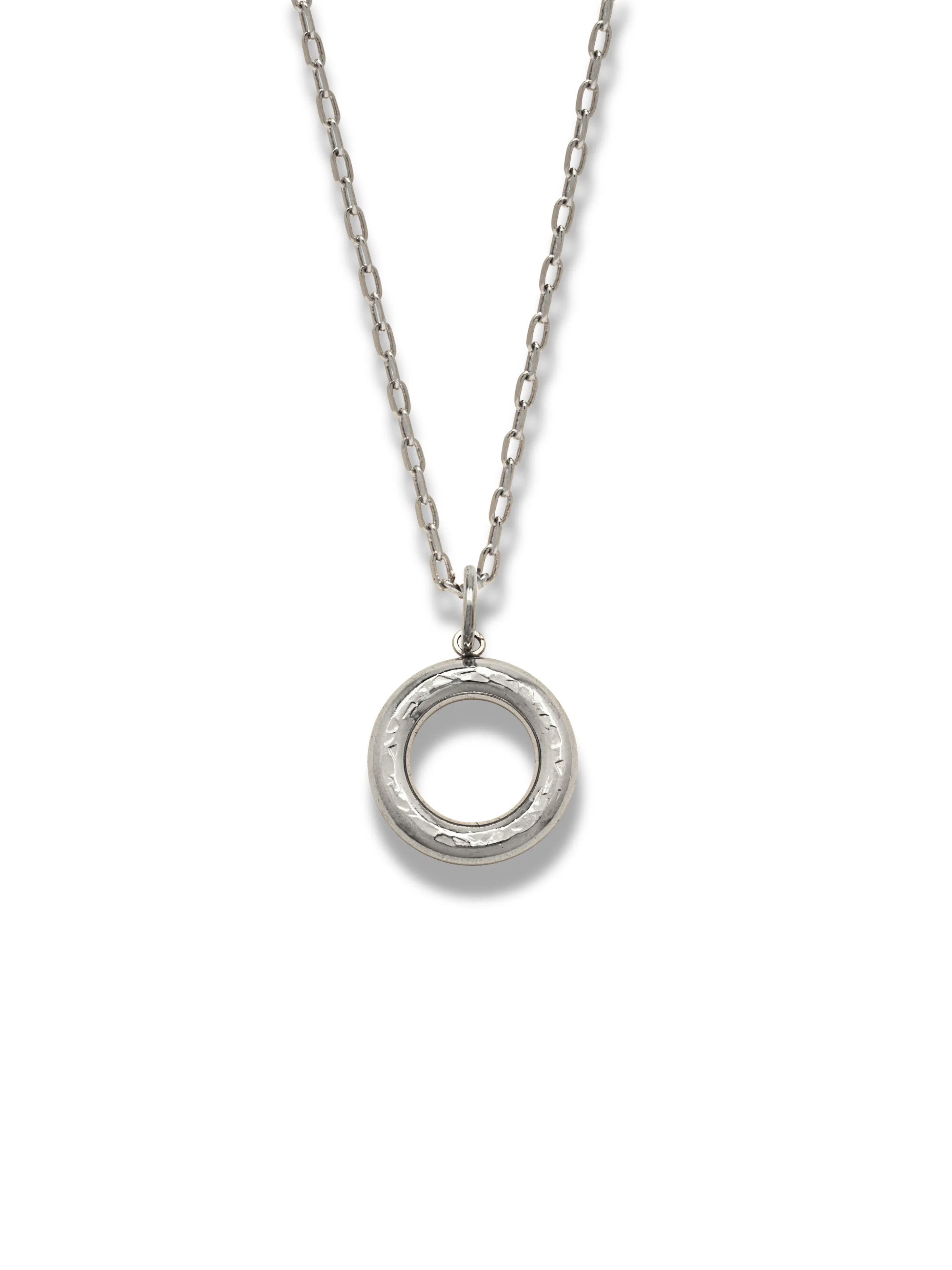 Gold Hammered Doughnut Pendant Necklace