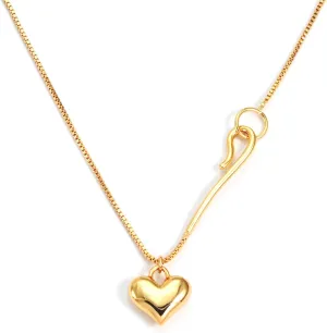 Gold Heart Necklace Dainty Gold Necklace for Women, Puffy Heart Necklace 18K Gold Plated Love Heart Pendant Non Tarnish Simple Gold Necklaces Cute Trendy Jewelry