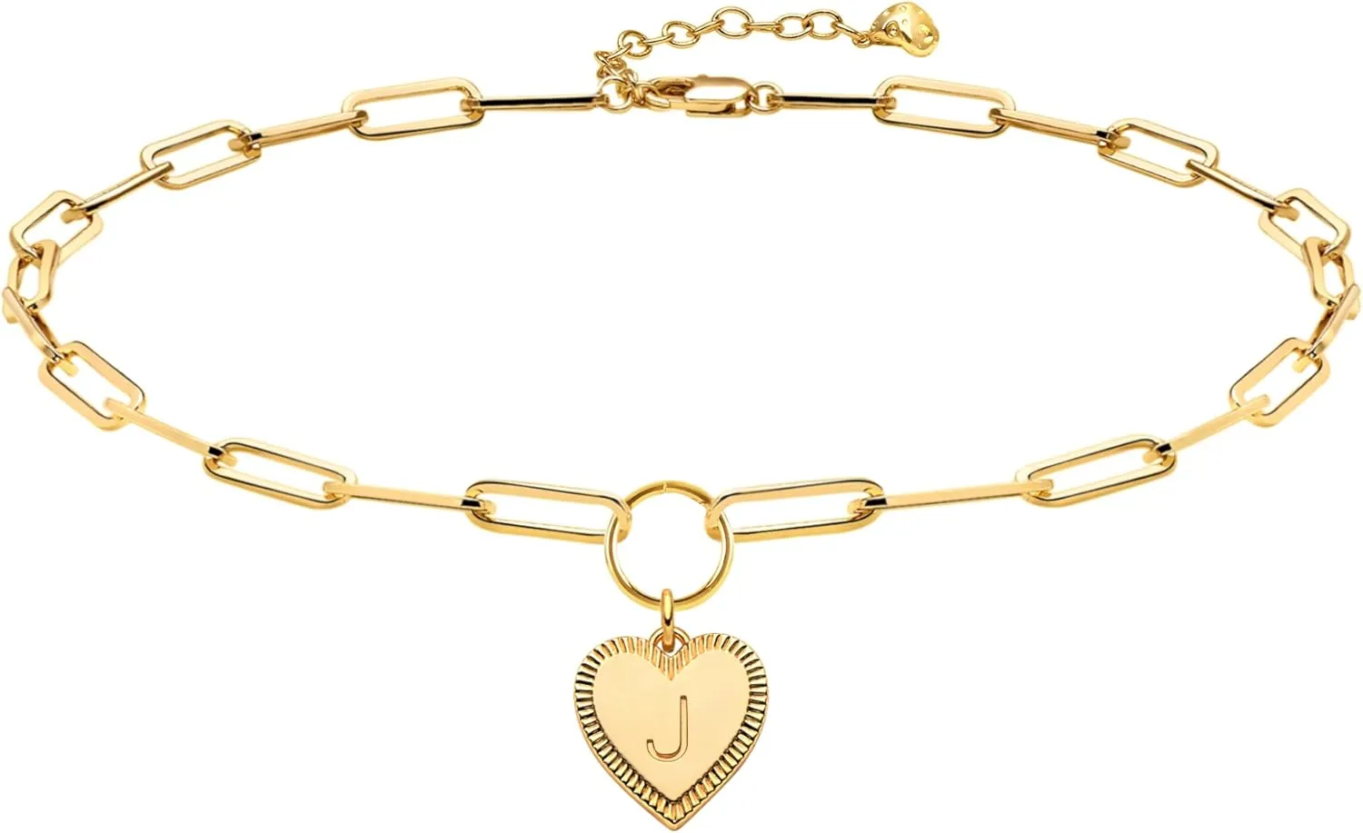 Gold Heart Necklace for Women Layered Initial Pendant Necklace Paperclip Gold Chain Aesthetic Jewelry Personalized 14k Gold Plated Necklaces