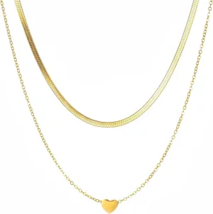Gold Heart Pendant Layered Gold Necklaces, Dainty Layering Necklace for Women Trendy
