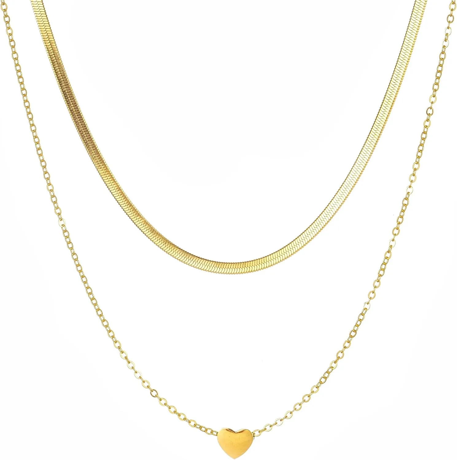 Gold Heart Pendant Layered Gold Necklaces, Dainty Layering Necklace for Women Trendy