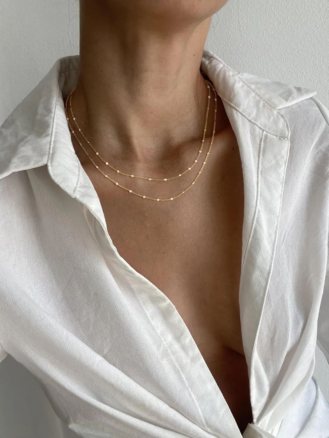Gold Herringbone Necklace for Women, Dainty Layered Gold Necklaces Snake Simple 14K Gold Plated Chain Choker Necklaces Stack Chunky Trendy Gold Jewelry Gift for Women