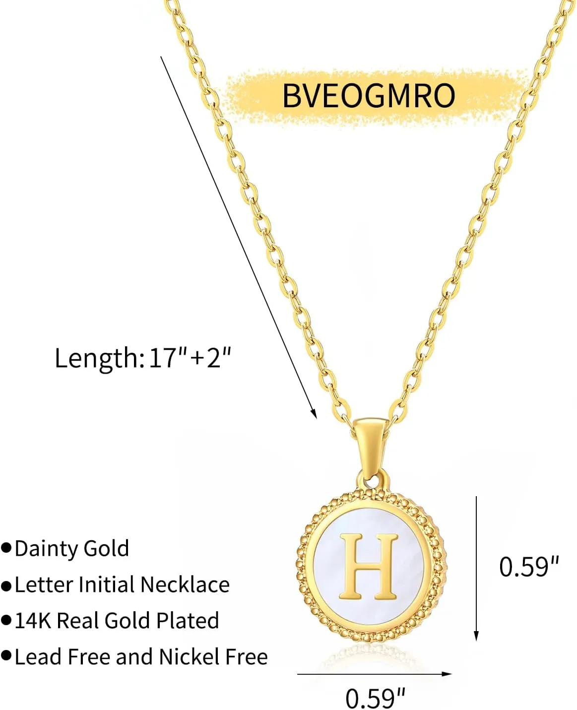 Gold Initial Necklace, 18K Gold Plated letter Pendant Necklace for Women Choker Personalized Shell Necklaces Chain Jewelry