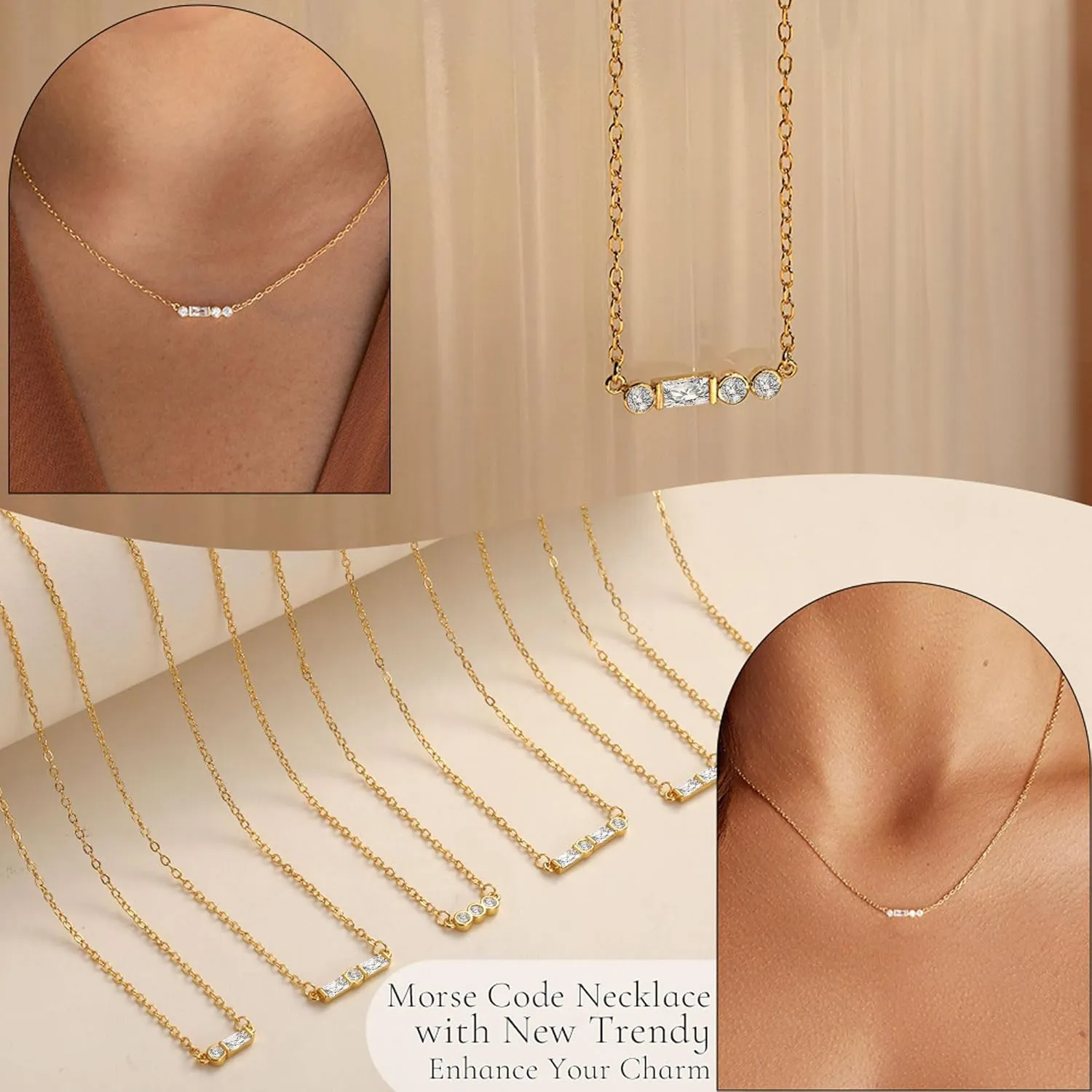 Gold Initial Necklace for Women, Dainty Gold Necklace with Morse Code Initial Necklaces for Women Trendy Letter Necklace with A-Z Crystal Choker Stocking Stuffers for Teen Birthday Christmas Jewelry