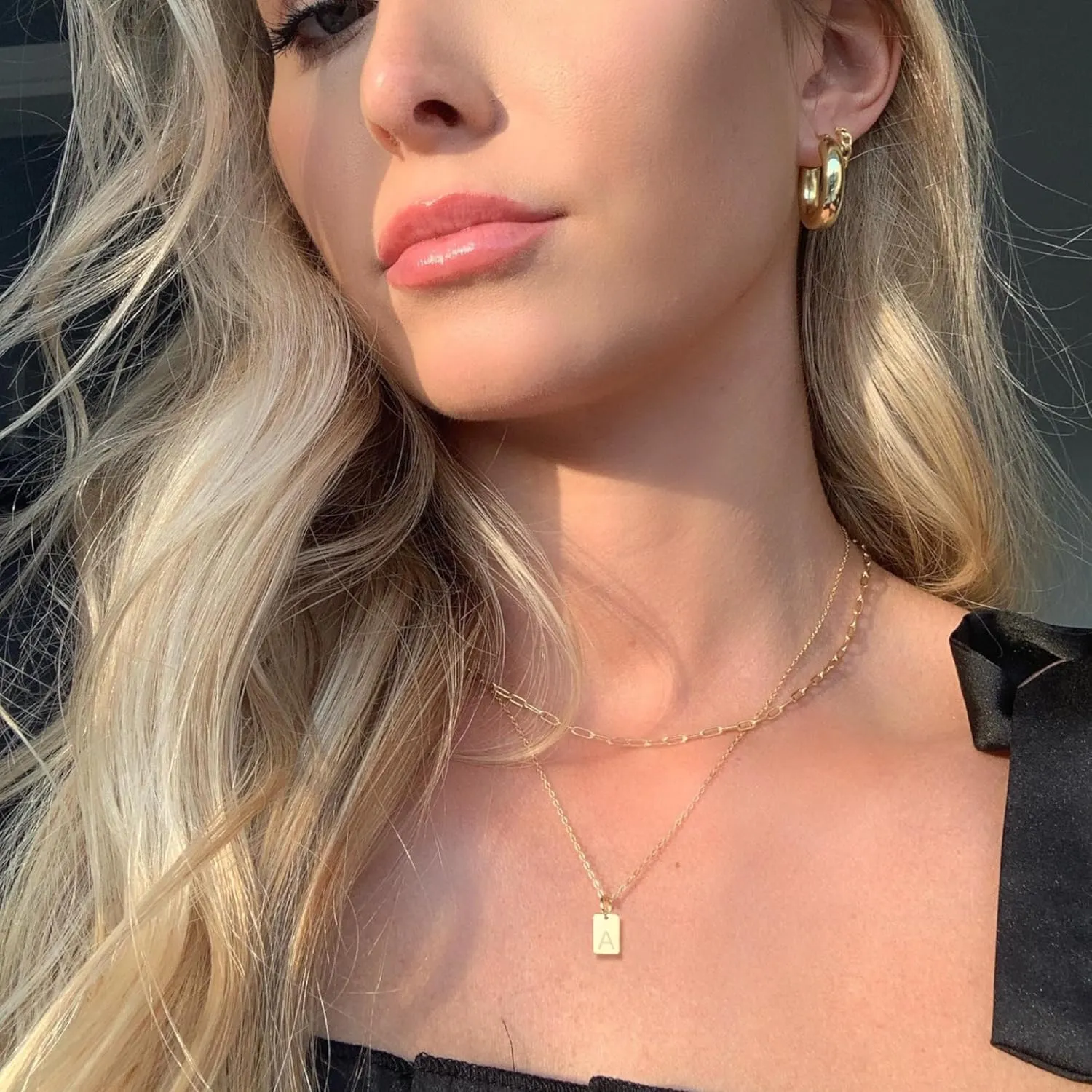 Gold Initial Necklaces for Women - 18K Gold Plated Layered Letter Initial Necklace Simple Paperclip Chain Dainty Gold Necklaces for Women Trendy Jewelry Gifts