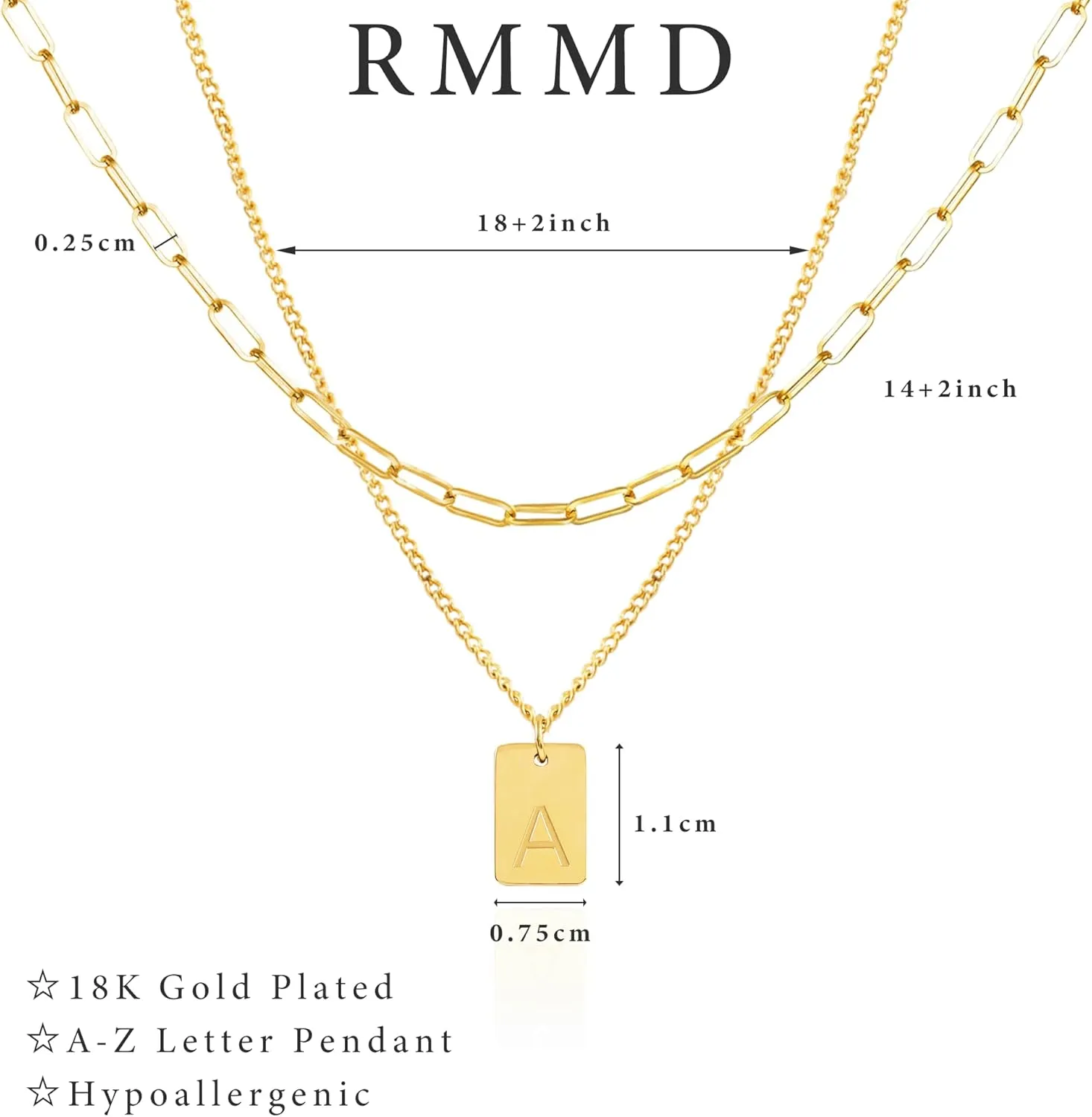 Gold Initial Necklaces for Women - 18K Gold Plated Layered Letter Initial Necklace Simple Paperclip Chain Dainty Gold Necklaces for Women Trendy Jewelry Gifts
