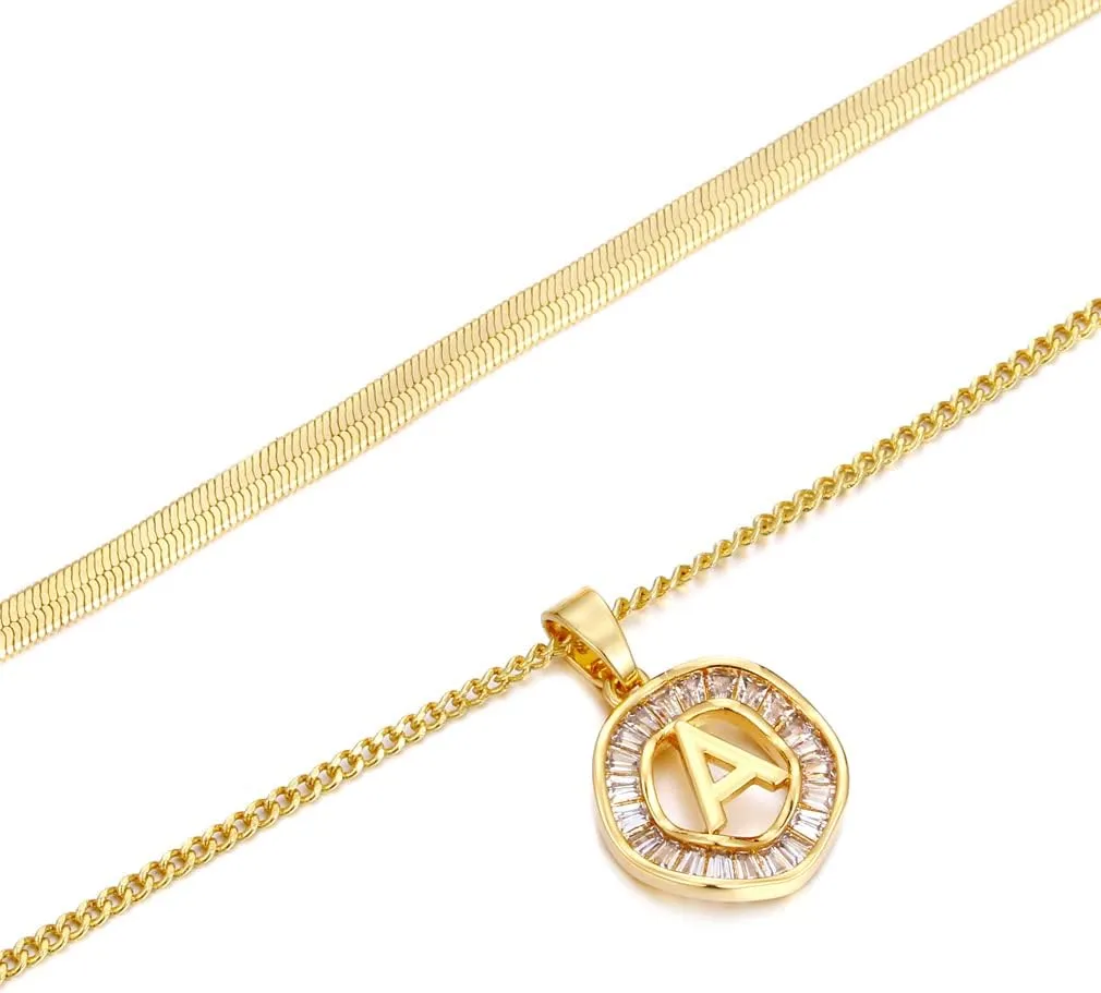 Gold Initial Necklaces for Women Dainty Jewelry for Women 18k Plated Layered Letter Necklace