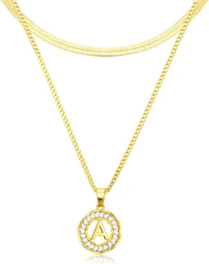 Gold Initial Necklaces for Women Dainty Jewelry for Women 18k Plated Layered Letter Necklace