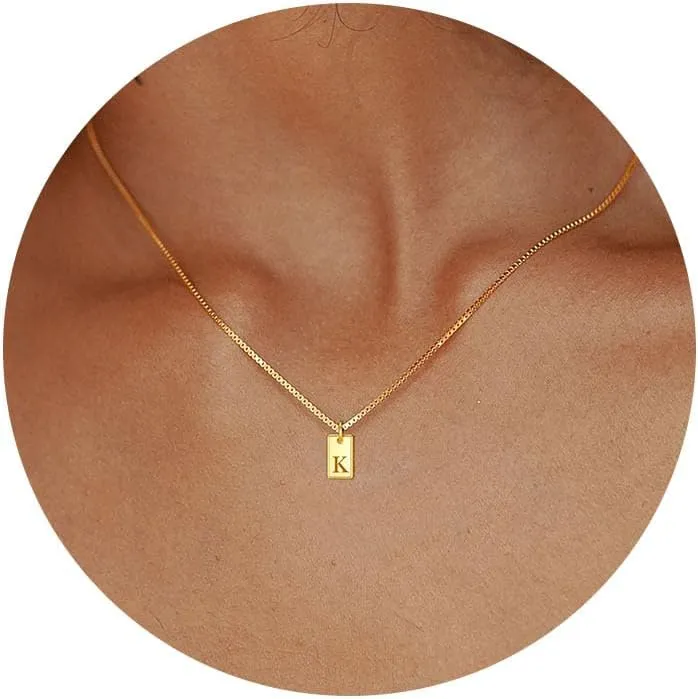 Gold Initial Necklaces for Women, Dainty Trendy Gold Letter Necklace 14k Gold Pendant Necklace Cute Choker Necklace Simple Personalized Name Necklace Gold Jewelry Necklace for Gift