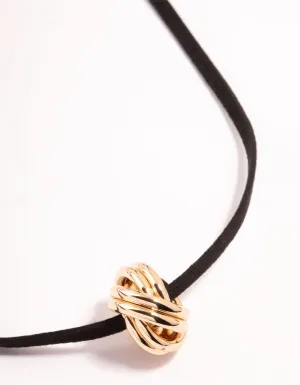 Gold Knotted Pendant Cord Necklace