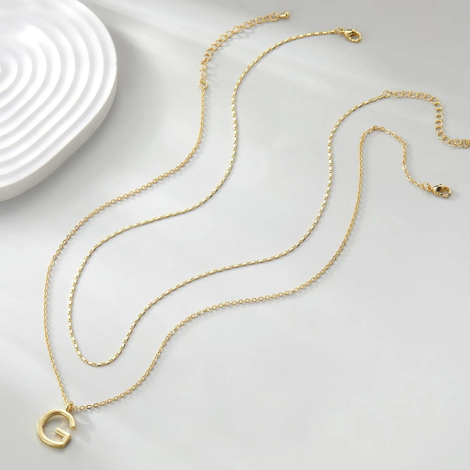 Gold Layered Initial Necklaces for Women Trendy, Dainty 14K Gold Plated Letter Pendant Necklace Initial Choker Chain Necklace Jewelry for Her