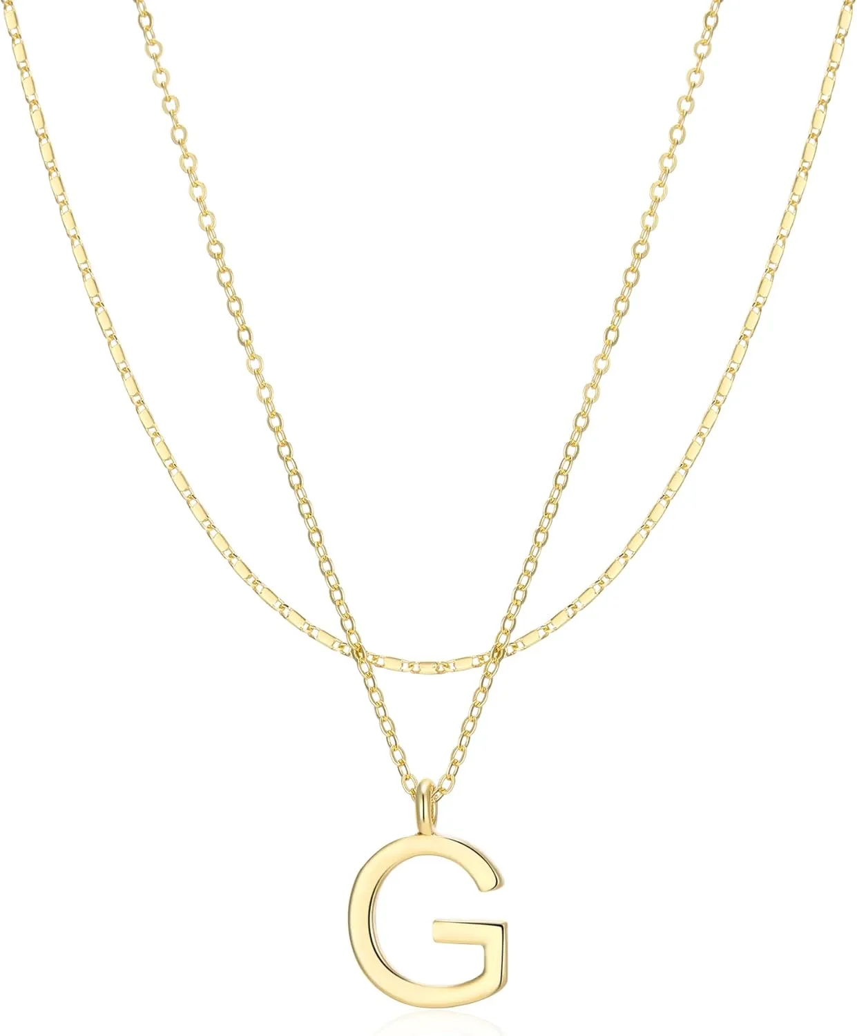 Gold Layered Initial Necklaces for Women Trendy, Dainty 14K Gold Plated Letter Pendant Necklace Initial Choker Chain Necklace Jewelry for Her