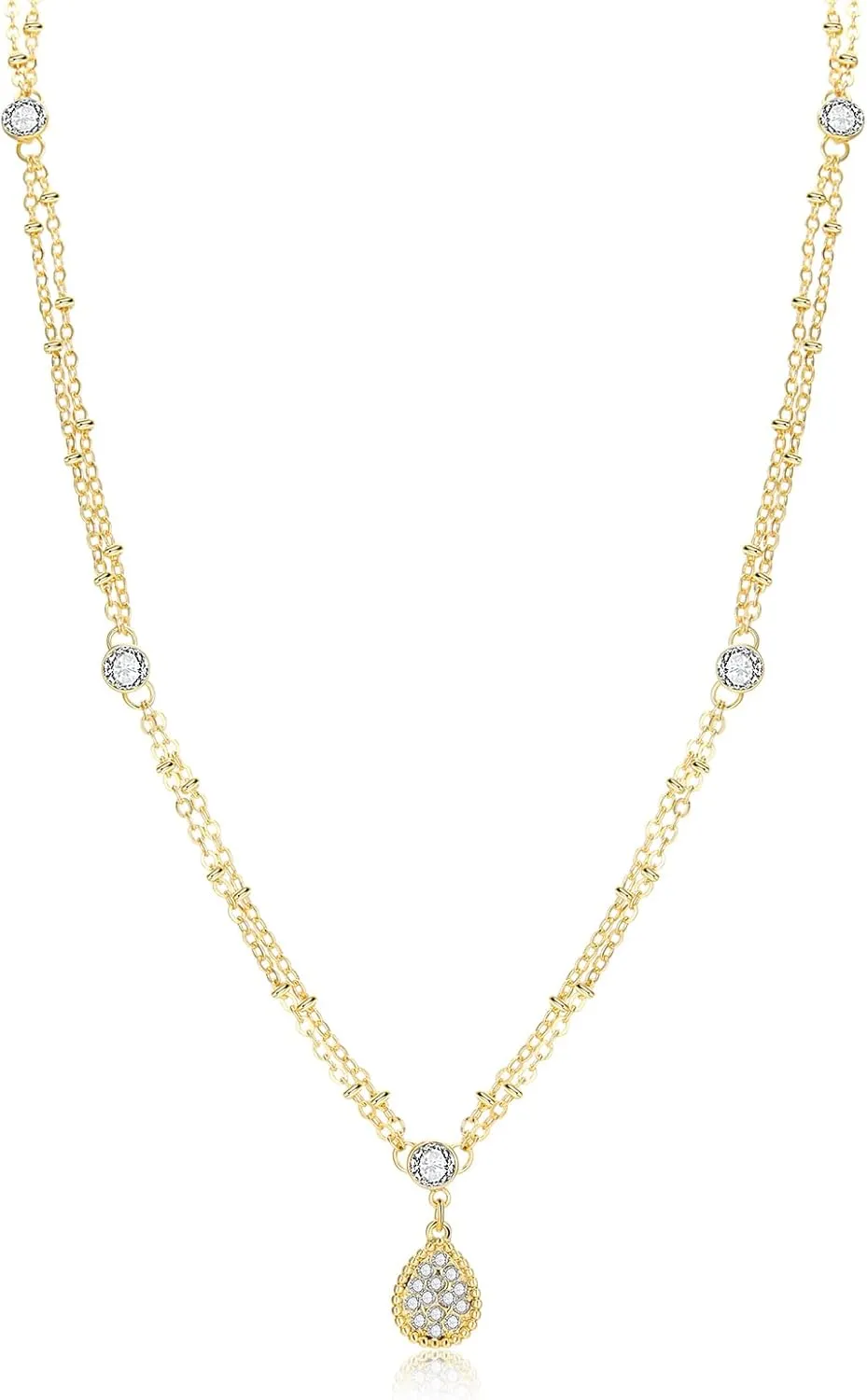 Gold Layered Necklaces for Women Trendy, Dainty 14K Gold Plated Pendant Necklace Chain Layered Choker Necklace Jewelry Gifts for Her