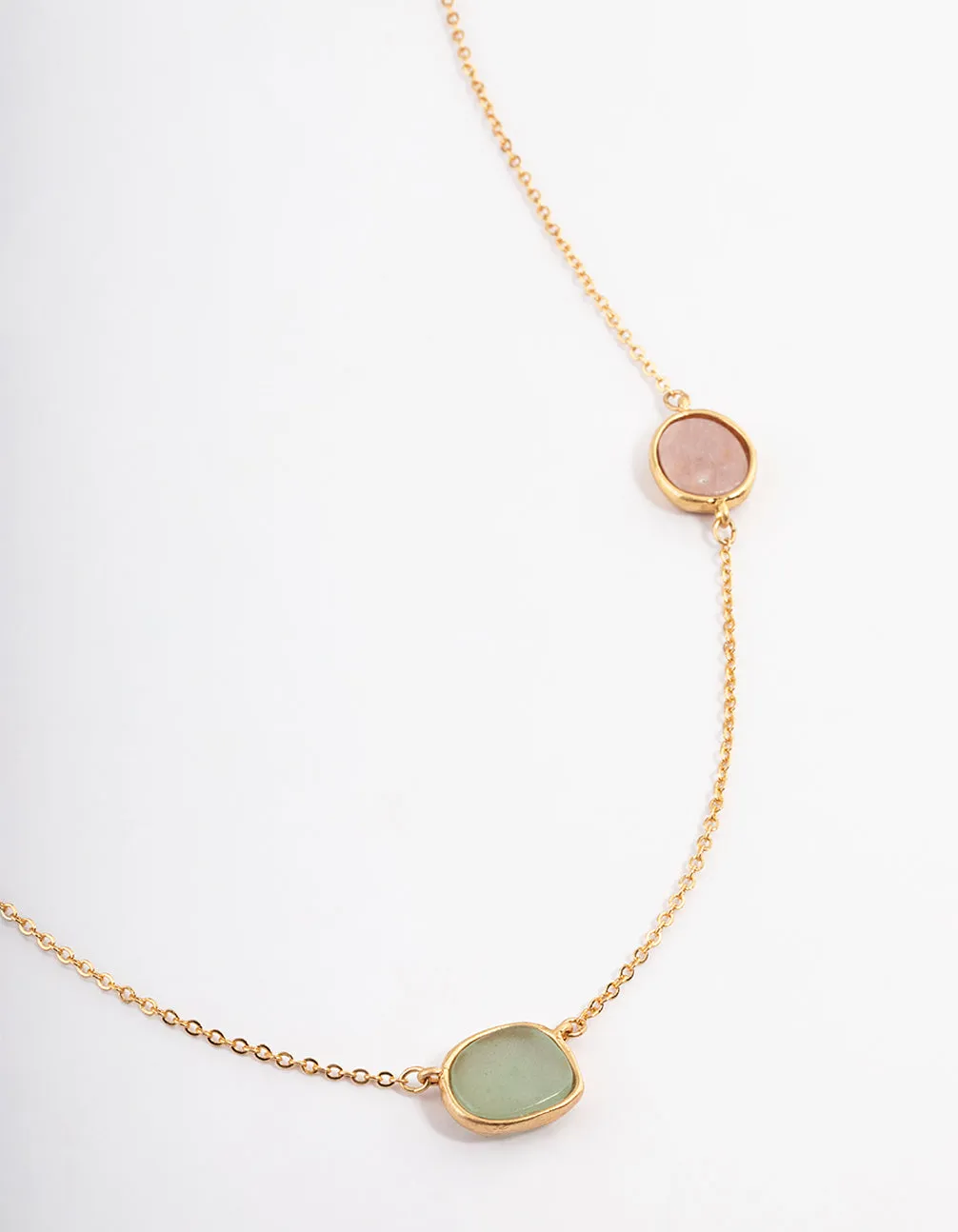Gold Long Semi Precious Necklace