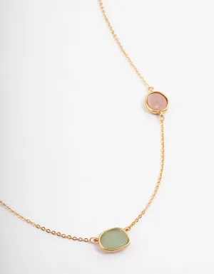 Gold Long Semi Precious Necklace