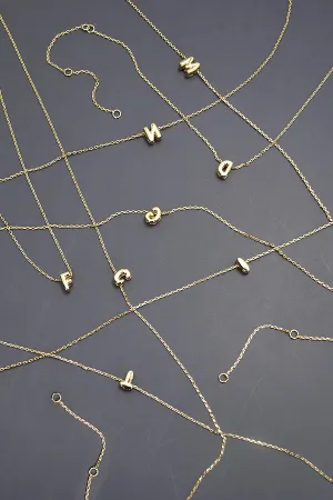 Gold Mini Bubble Initial Necklace
