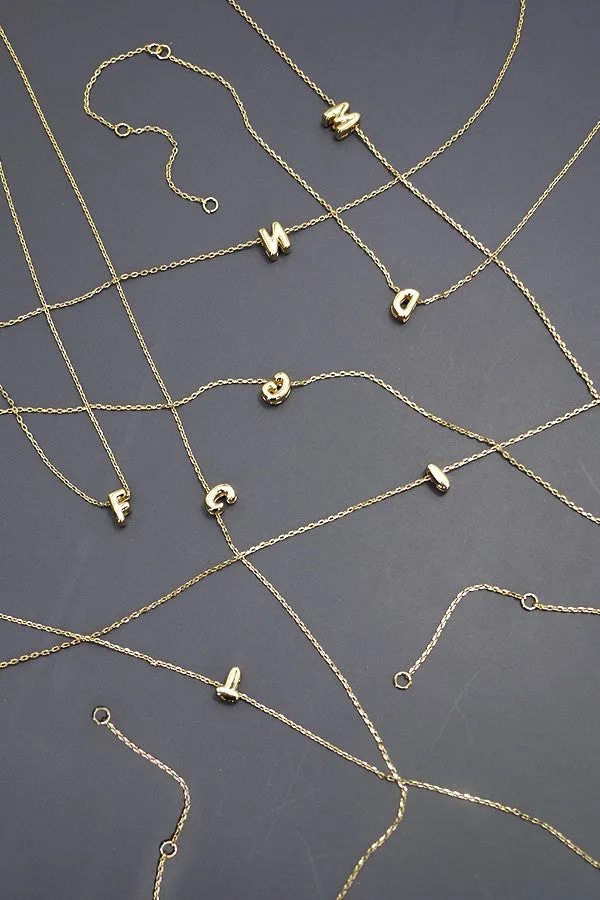 Gold Mini Bubble Initial Necklace