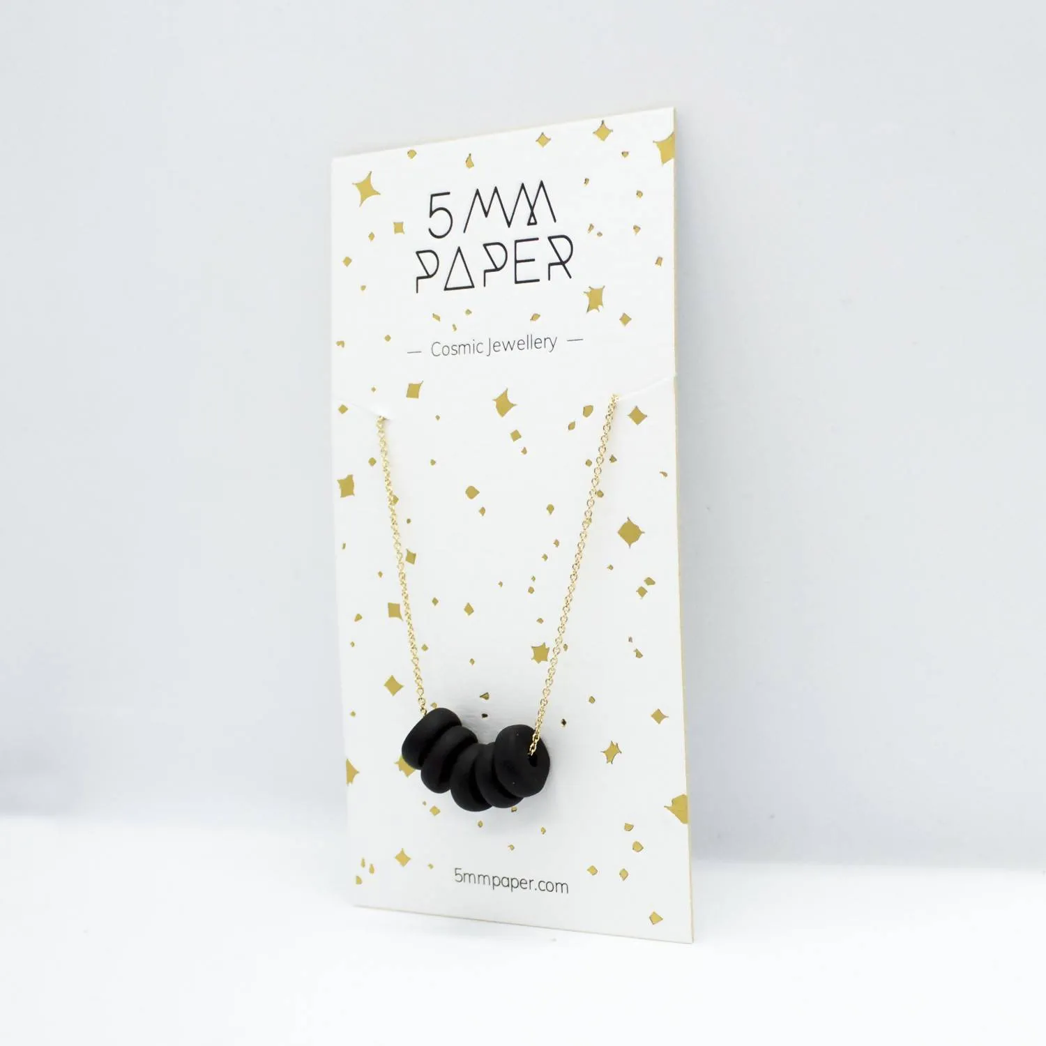 Gold Necklace - Black Disk Beads