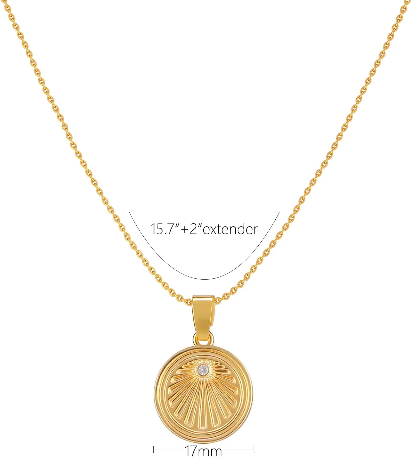 Gold Necklace for Women 14k Gold Plated Simple Gold Necklace Dainty Gold Chain Choker Tiny Disc Coin Heart Pendant Necklaces for Women Christmas Gift