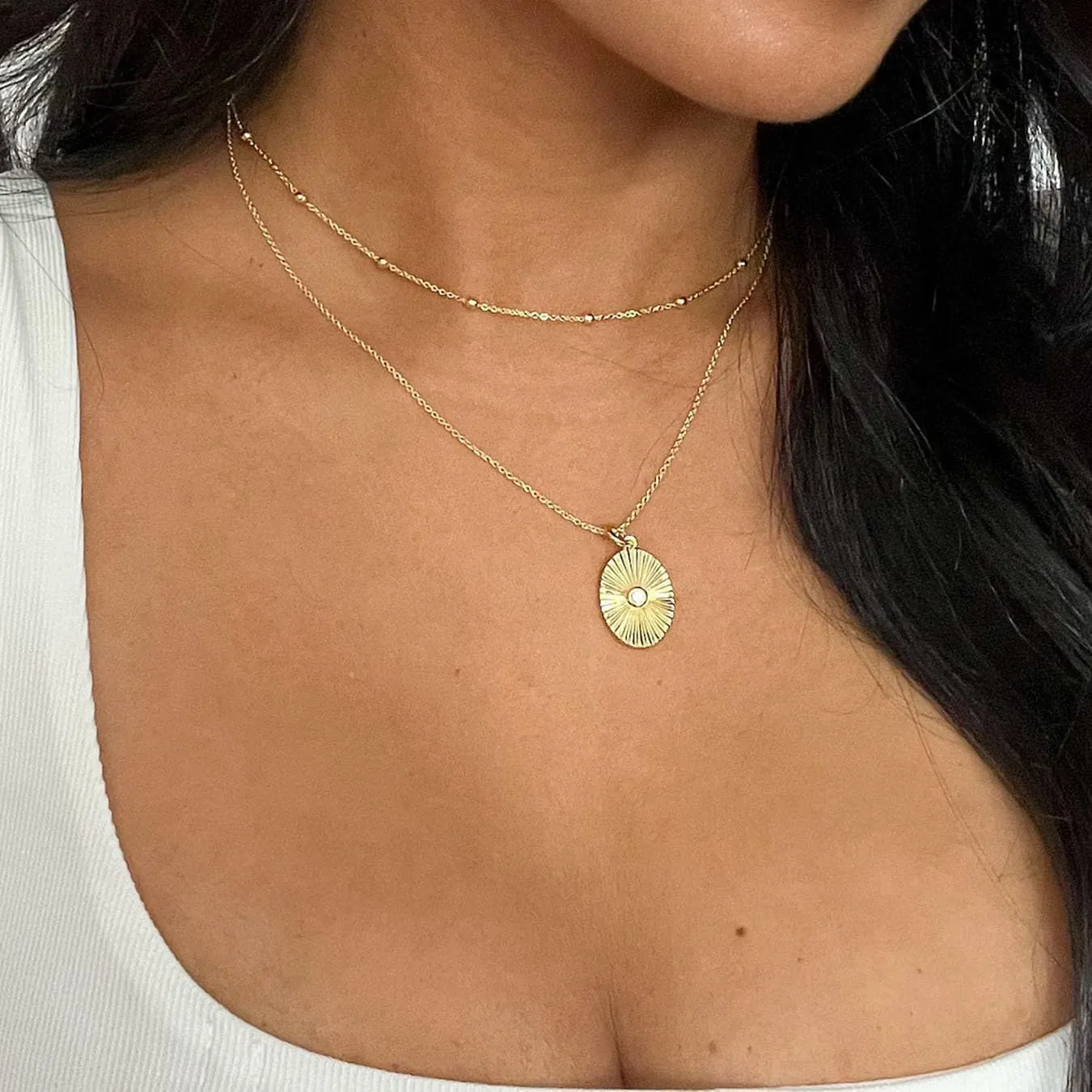 Gold Necklace for Women- 18K Dainty Choker Necklace for Women Simple Gold Necklaces Shining Dots Box Chain Sparkle Necklaces Cute Paperclip Link Herringbone Trendy Jewelry