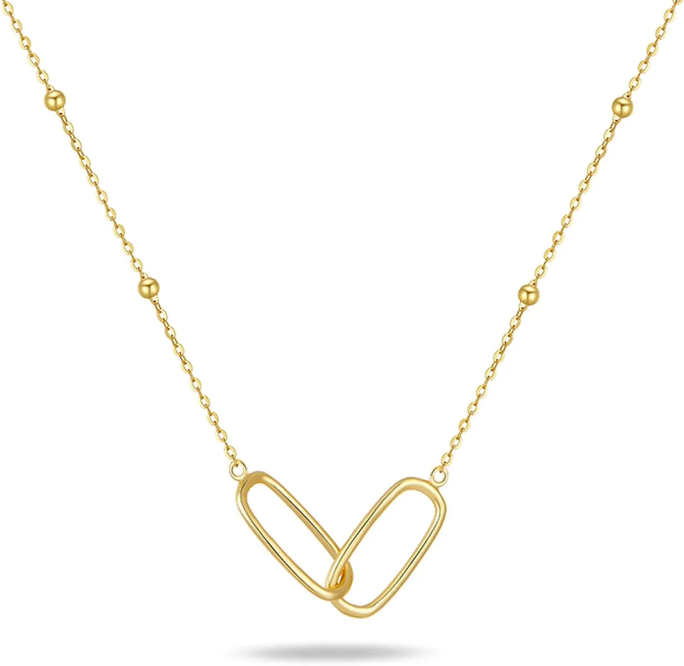 Gold Necklace for Women Sterling Silver Dainty Diamond Necklace Linked Pendant 18k Gold Plated Necklaces Paperclip Choker Necklaces Trendy Gold Jewelry
