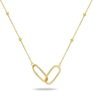 Gold Necklace for Women Sterling Silver Dainty Diamond Necklace Linked Pendant 18k Gold Plated Necklaces Paperclip Choker Necklaces Trendy Gold Jewelry