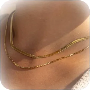 Gold Necklaces for Women Choker Necklace Silver Layered Necklace Herringbone Necklace Snake Chain Necklace Jewelry Gift