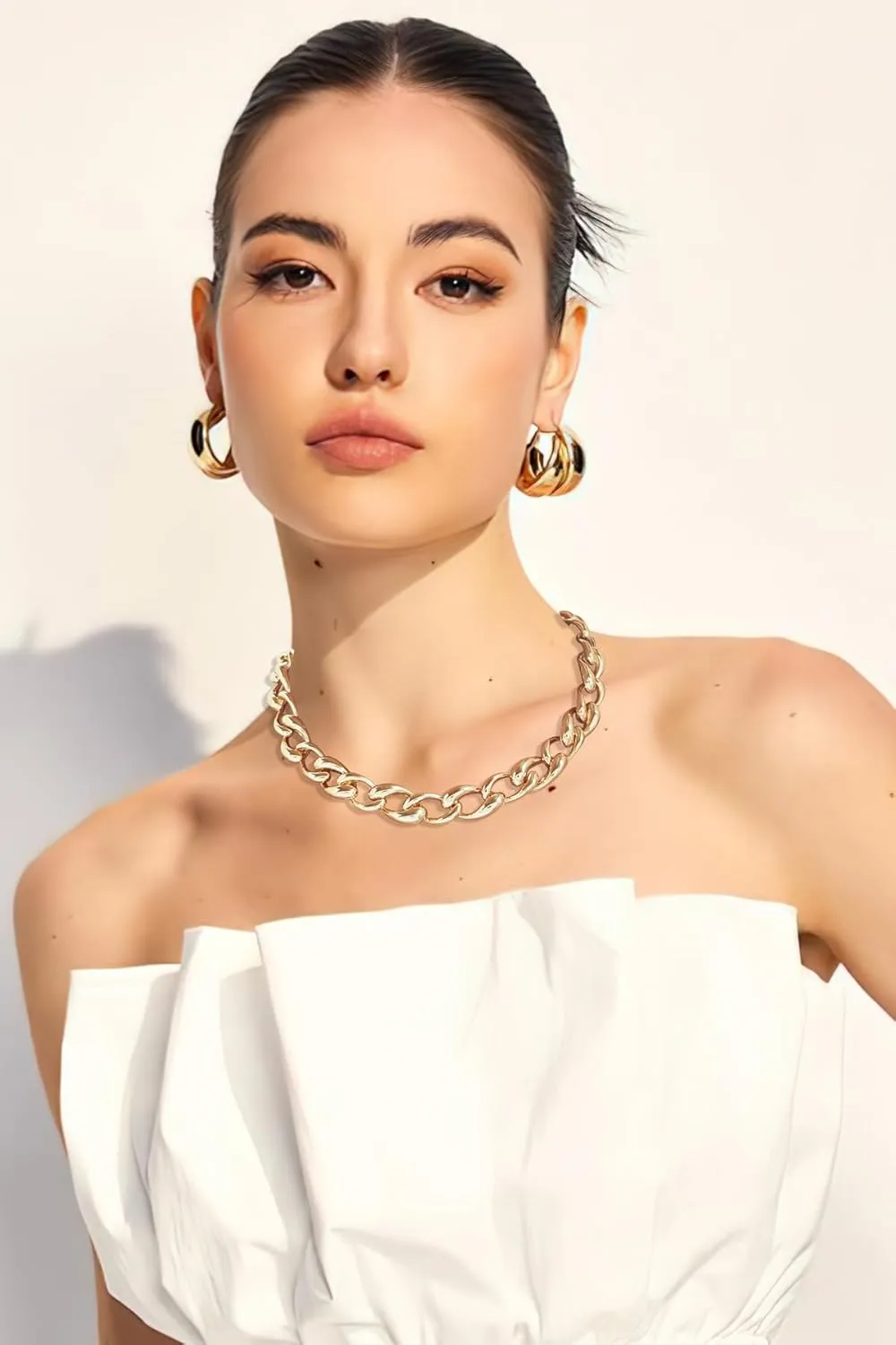 Gold Necklaces For Women Chunky Chain Necklace Choker Necklace Fashion Toggle Necklace Jewelry Gift