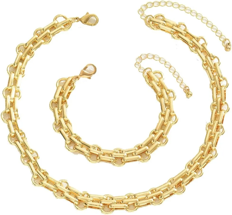 Gold Necklaces for Women Chunky Gold Silver Choker Necklace Statement Egyptian Jewelry for Women Men Gold Costume Jewelry Sets Accessories Gift