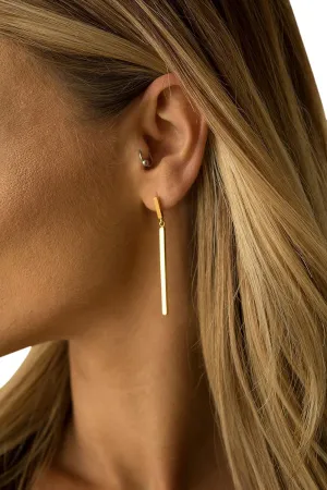 Gold or Silver Thin long Linked Bar Drop Earrings, Vertical Bar Drop Earrings, Dainty Tiny Bar Dangle Earrings, Minimalist Earrings