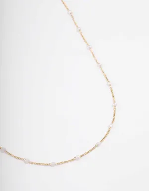 Gold Pearl Chain Necklace