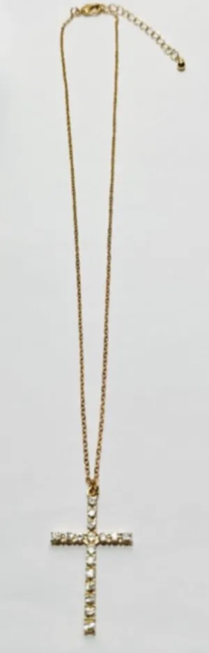 Gold Plated Fine Diamond Cross Necklace |  Handcrafted Fashion Accessories