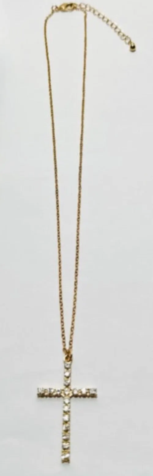 Gold Plated Fine Diamond Cross Necklace |  Handcrafted Fashion Accessories