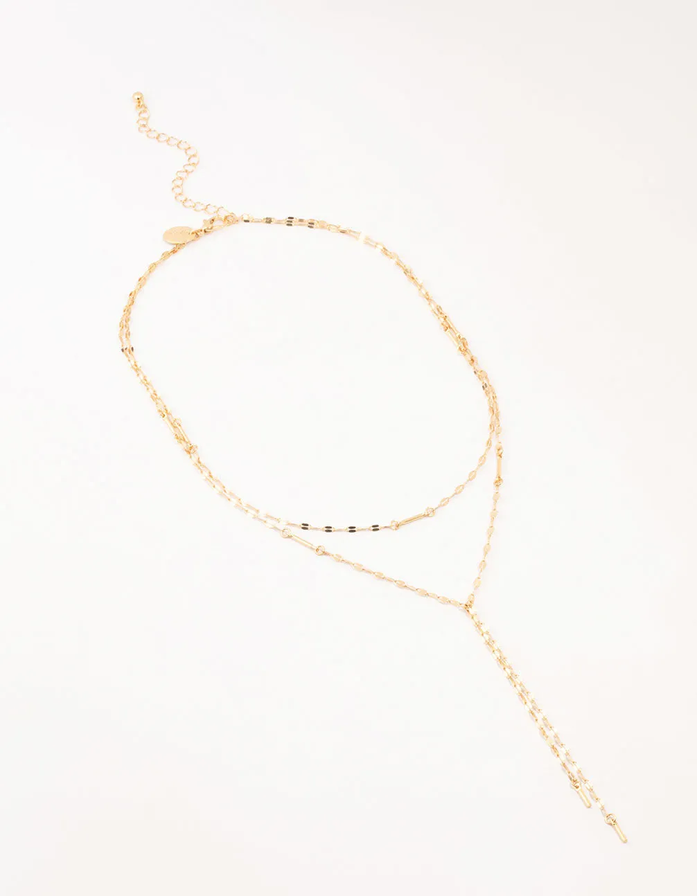 Gold Plated Flat Cable Layered Y-Necklace