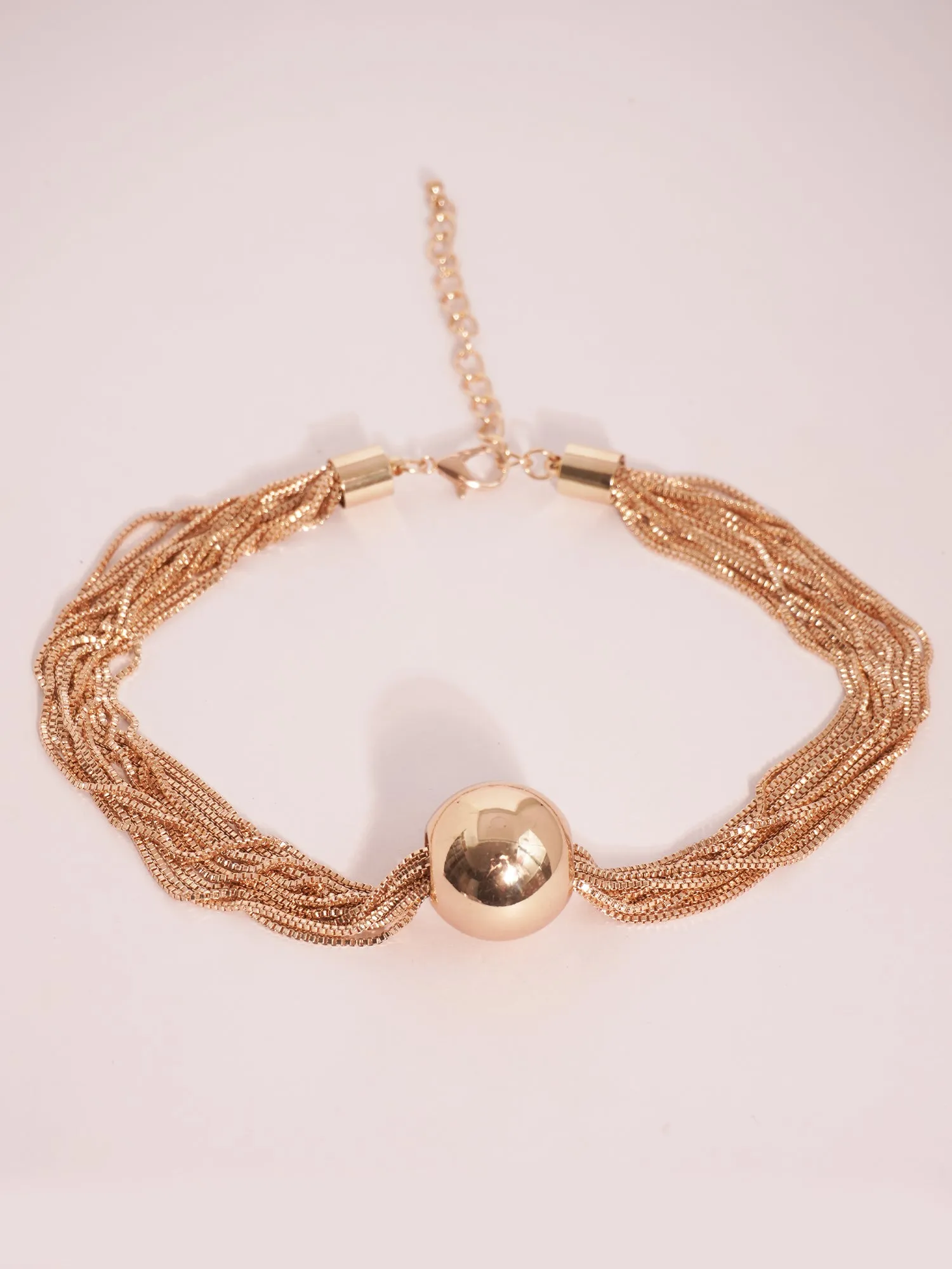 Gold-Plated Multi Layer Stylish Round Shaped Pendant Choker Necklace