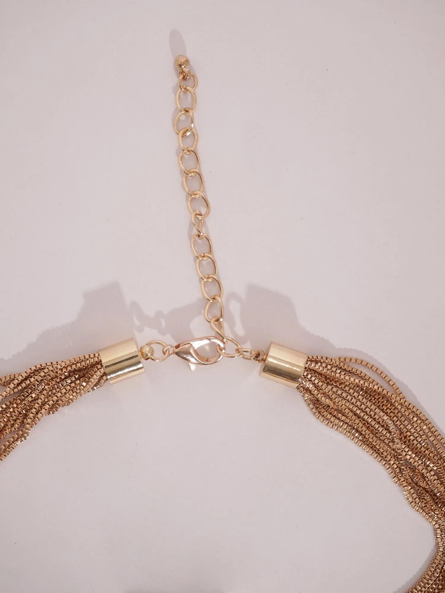 Gold-Plated Multi Layer Stylish Round Shaped Pendant Choker Necklace