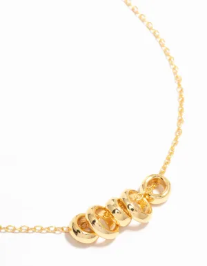 Gold Plated Rondell Rings Pendant Necklace