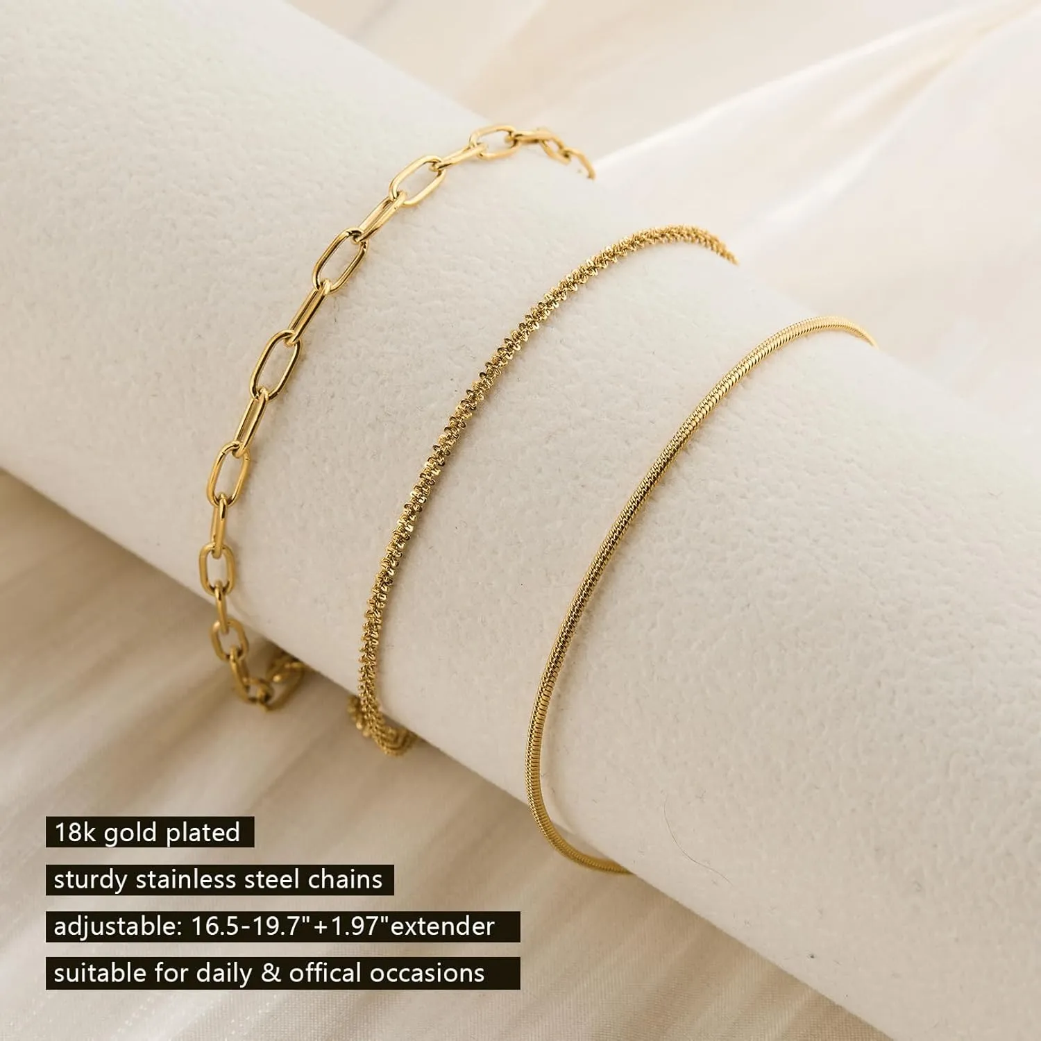 Gold Plated Stainless Steel Layered Choker Necklace Jewelry Gift for Women