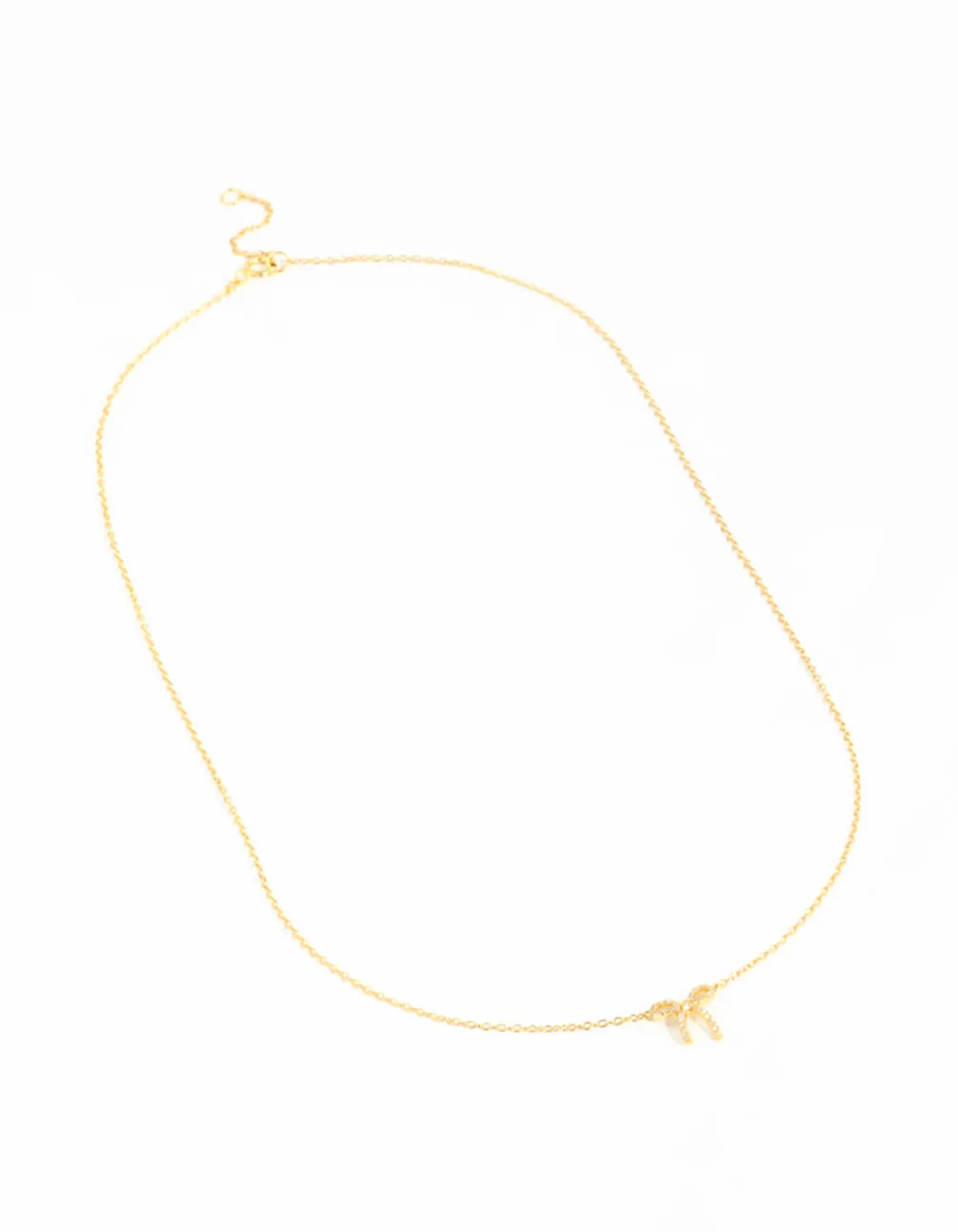 Gold Plated Sterling Silver Cubic Zirconia Bow Necklace