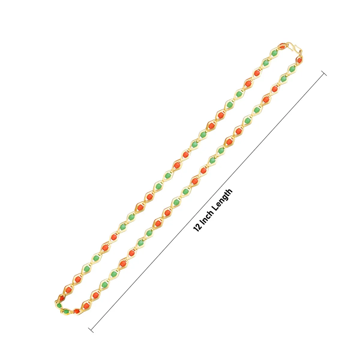 Gold Polish Chain With Colour Beads - 12 Inches | Artificial Jewellery/ Gold Polish Jewellery for Women