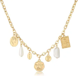 Gold Protection Necklace with Multi-Charm Luck Pendent and Third Eye Charm