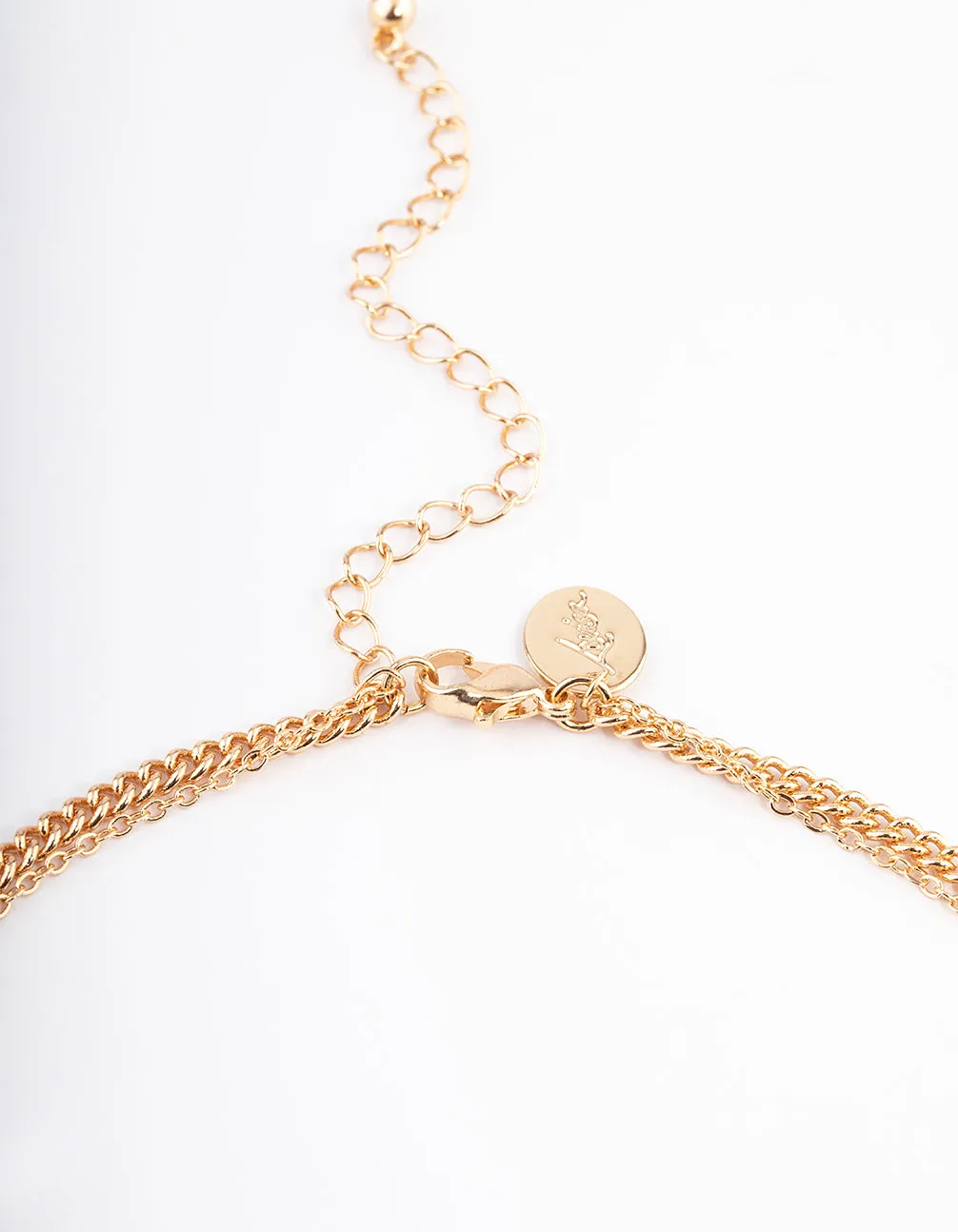 Gold Quartz Layered Oval Charm Necklace